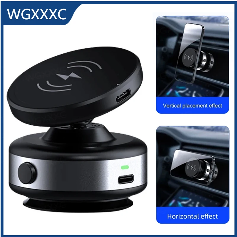 

15W Wireless Charge 360° Rotation N52 Strong Magnetic Bracket Electric Vacuum Suction Car Phone Holder for iPhone 12-16 Pro Max