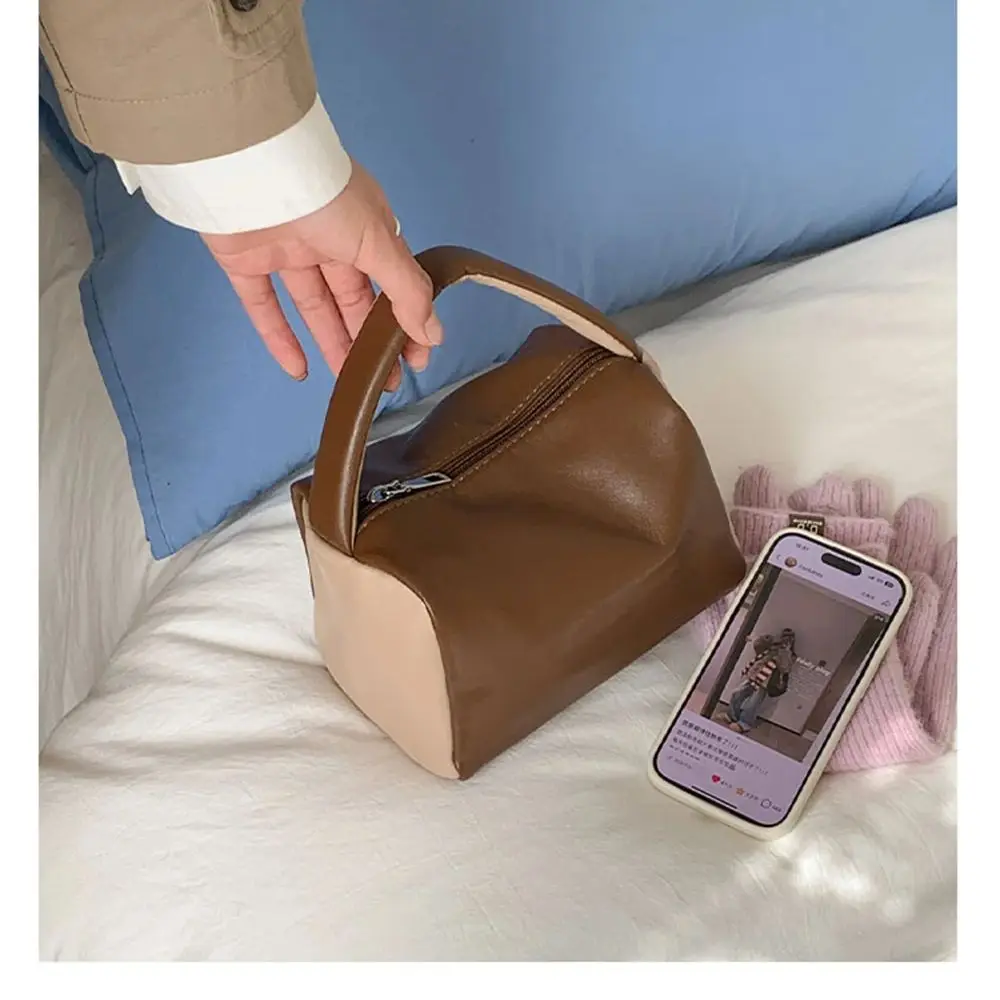 بولي PU كتلة اللون حقيبة يد المرأة 2025 جديد الخريف الشتاء الرجعية الدرجة العالية تنوعا انغلق حقيبة محمولة مربع الهاتف المحمول الحقيبة #2