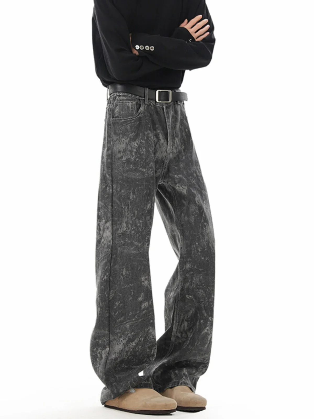 

American Sle Camouflage Jeans Men's Spring Autumn Straight Leg Loose Fit Casual Long Pants Dyeing Proc