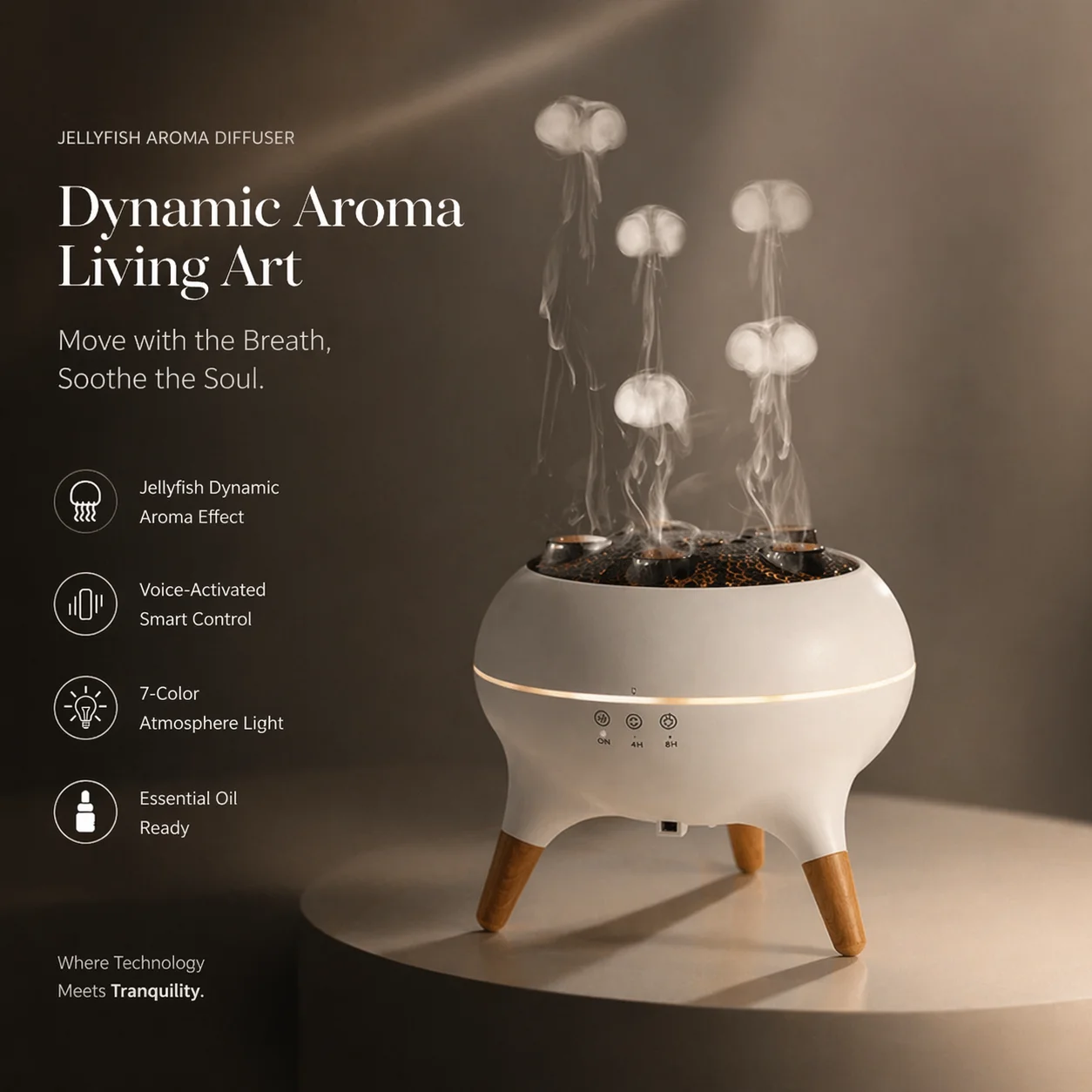

Volcano jellyfish aroma diffuser, humidifier with remote.control and night light,sleeping in the bedroom and at home