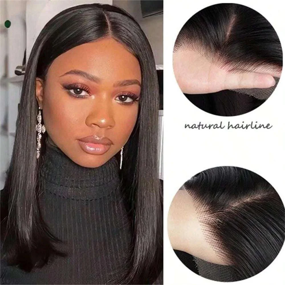 7x6 Glueless Wig Human Hair Ready To Wear And Go Preplucked Brazilian Straight Bob Glueless 6x4 Lace  Human Hair Wigs For Women