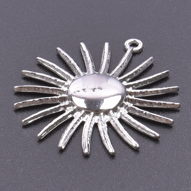 5pcs Silver Color Sun Pendant Jewelry Making Supplies Titanium Stainless Steel Charms Bulk Vintage DIY Women Men Charm Material