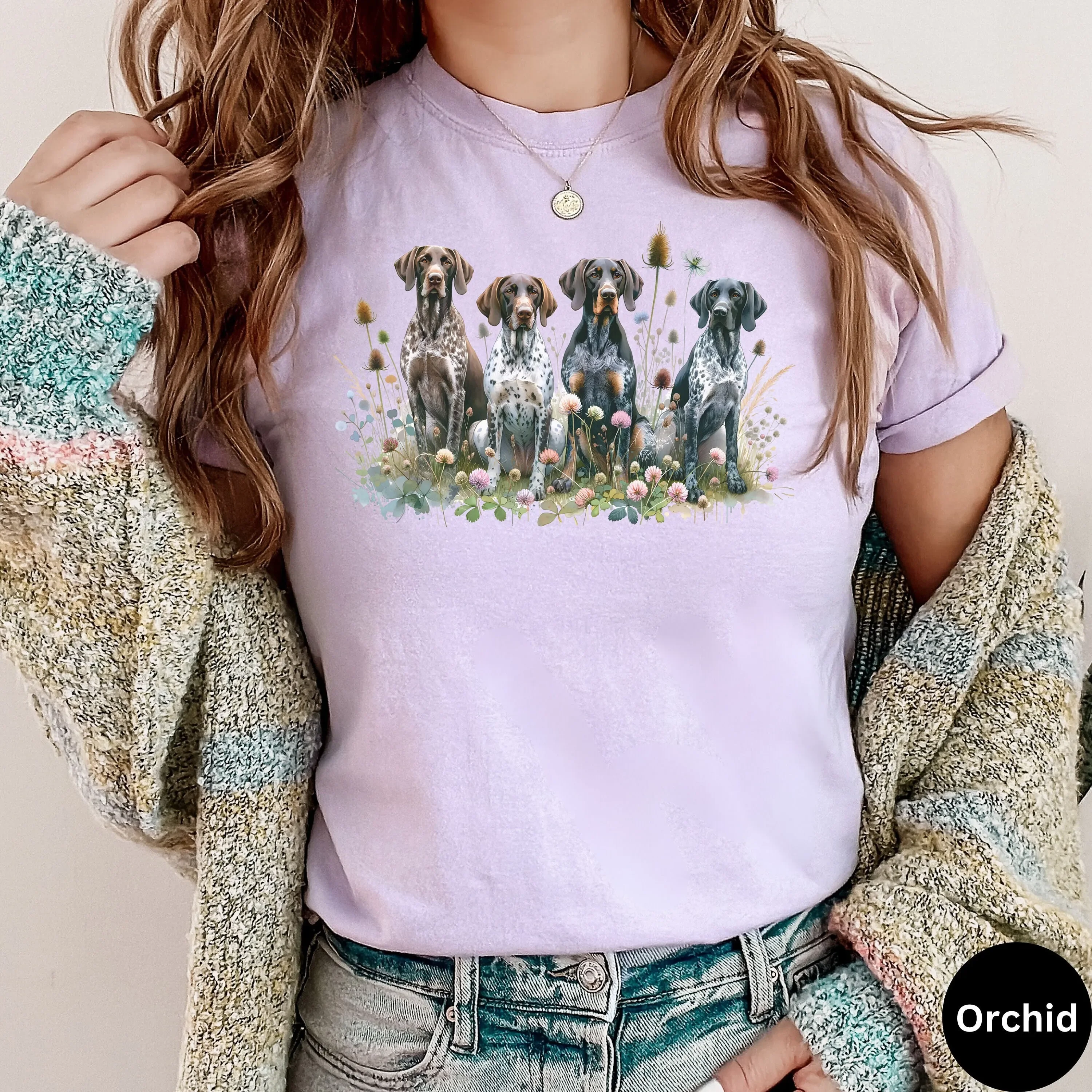 Camiseta alemana de pelo corto con puntero Cottagecore, perro mamá, flor salvaje, persona, Floral, mamá, Gsp Hers