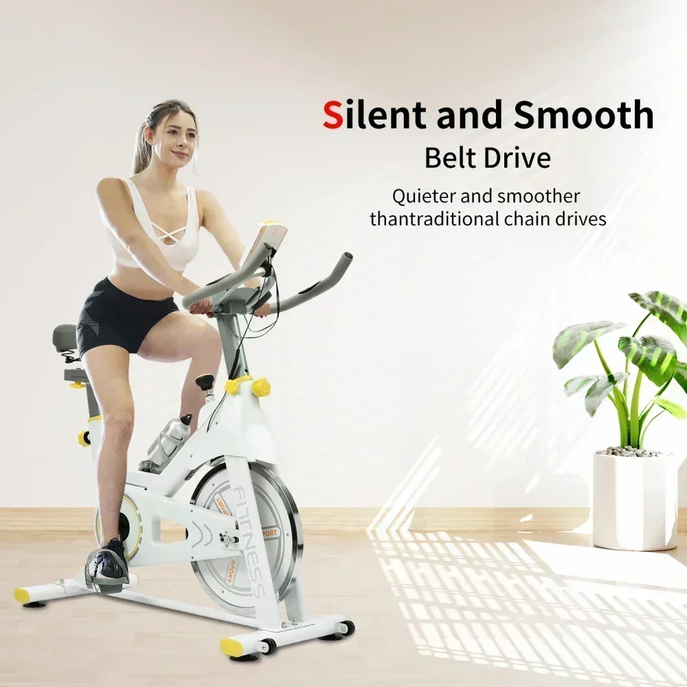 Vélo d'exercice d'intérieur avec coussin de siège confortable Vélo de cyclisme entièrement réglable avec écran LCD et support pour iPad