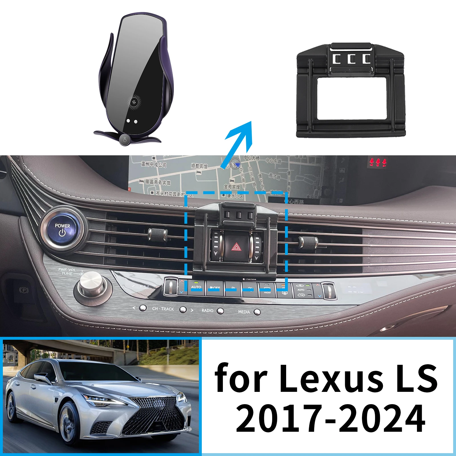 

for Lexus LS LS350 LS500h UCF50 2017 2018 2019 2020 2011 2022 2023 2024 GPS Bracket Navigation Stand Auto Car Phone Holder