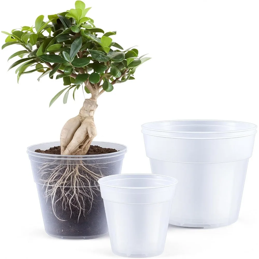 

Большие прозрачные детские горшки из 6 штук с дренажными отверстиями, гибкие пластиковые горшки для внутренних суккулентов