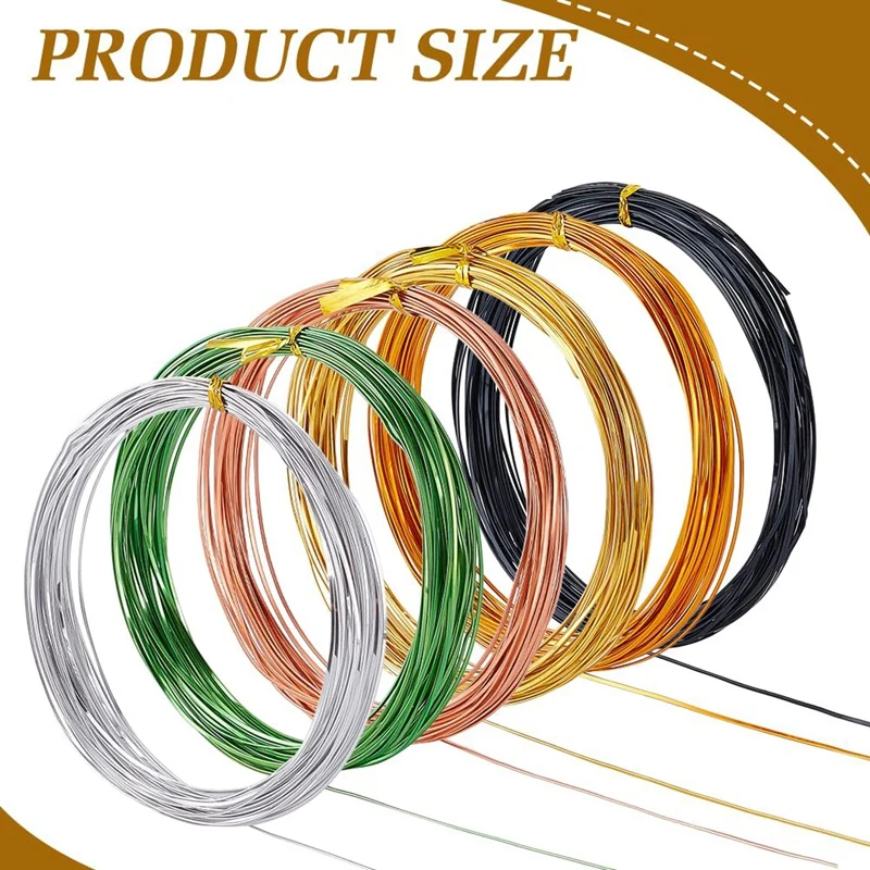 196Ft 6 Colors Flat Aluminum Wire, 0.5X1mm Colored Wire For DIY Craft Jewelry Making Wiry Enamel Craft, 32.81 Feet/Roll