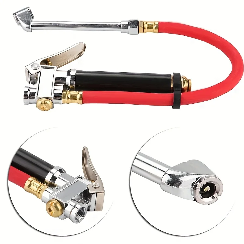 

Сверхмощный манометр для накачивания шин с 12-дюймовым шлангом, 10-120PSI, воздушный патрон с двойной головкой для автомобиля, грузовика, мотоцикла, металлический инструмент