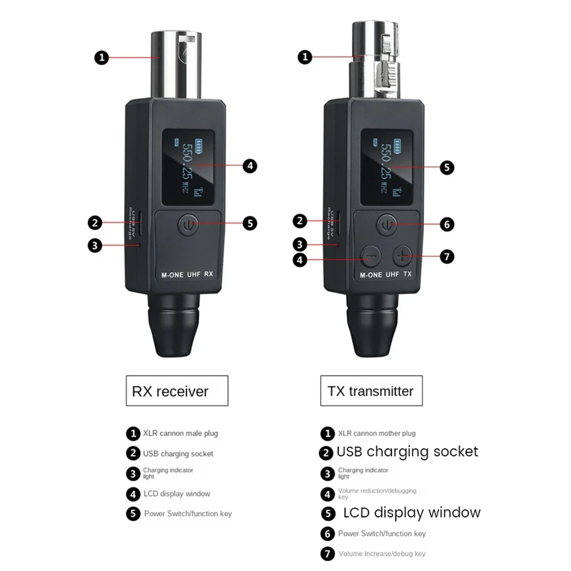 UHF Wireless Microphone Converter Transmitter Receiver For Dynamic Microphone Guitar Receiver Wireless Adapter Durable