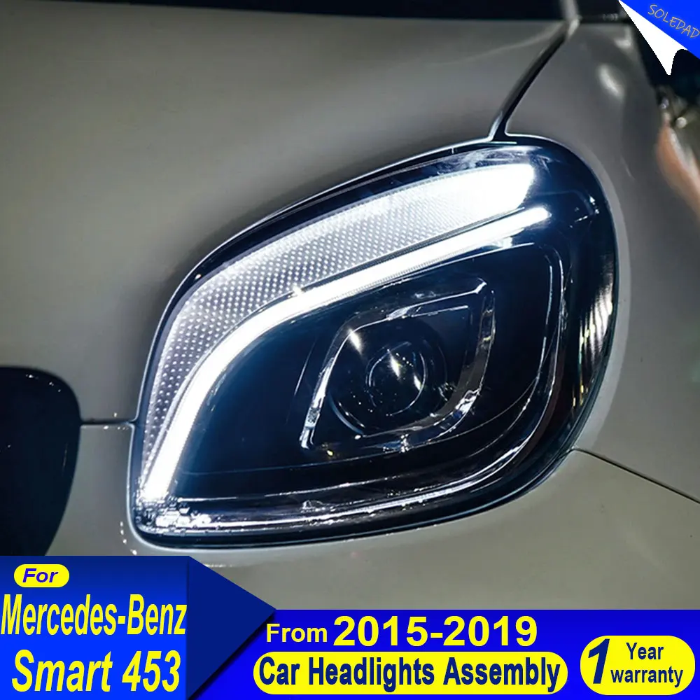 المصابيح الأمامية للسيارة لمرسيدس بنز الذكية 453 2015 2016 2017 2018 2019 LED مجموعة المصابيح الأمامية للسيارة ملحقات عدسة العرض