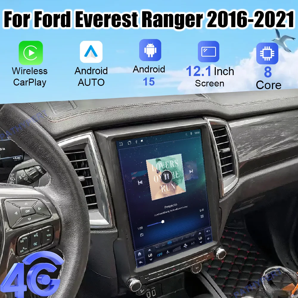 

12.1" Android 15 For Ford Everest Ranger 2016-2021 Car Multimedia Player Screen Radio 2 Din Auto Wirreless Carplay GPS 4G BT DSP