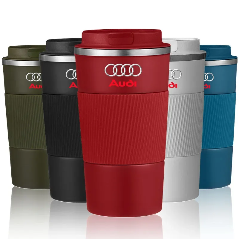 Auto Badge Thermos Cup Koffiemok Roestvrij Staal Koffie Thermos Mok Voor Audi Q5 Q3 Q2 Q7 A3 B5 B6 B7 B8 B9 8P 8V 8L A5 A4 C6 C5