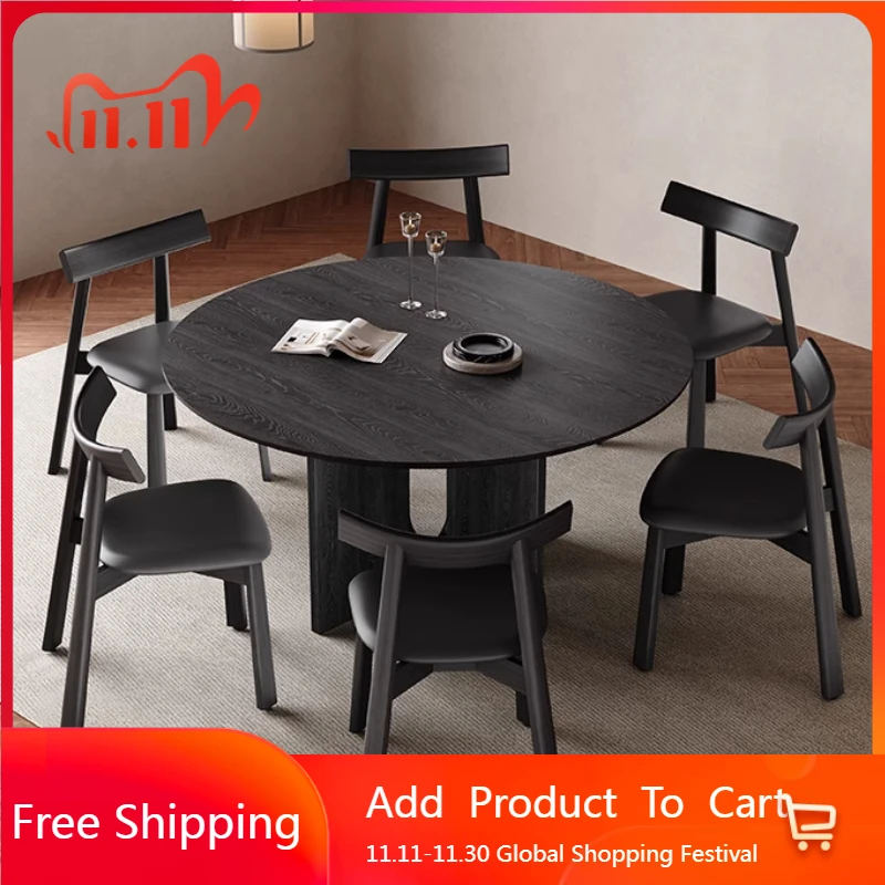 

Solid Wood Round Dining Table Modern Apartmen Center Serving Coffee Tables Restaurant Living Room Muebles De Cocina Furniture
