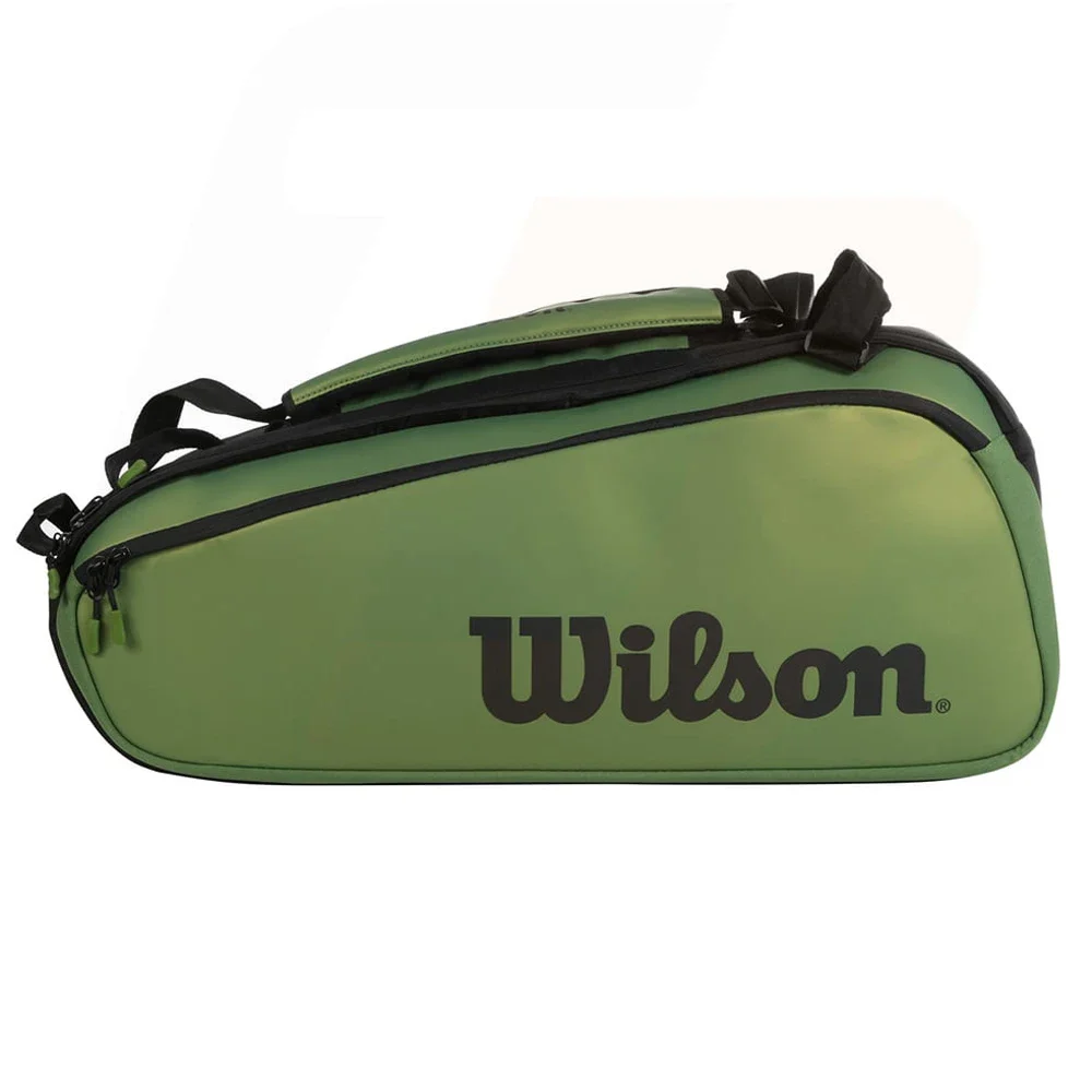 حقيبة تنس كبيرة المساحة V8 من Wilson-Super Tour ، معدات مضرب احترافية ، مضرب أخضر ، 9 عبوات ، WR8016701001