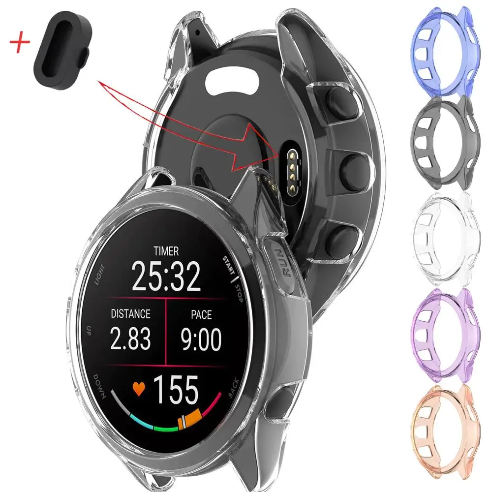 Funda hueca transparente de TPU para Garmin Forerunner 165/165 música Anti Gores Shell Protector de pantalla suave marco cubierta de parachoques