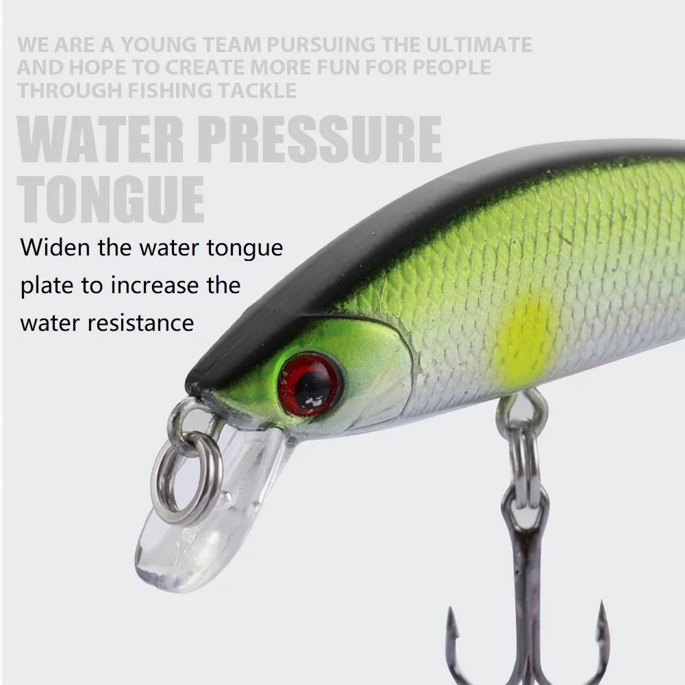 1 Stuks Minnow Vissen Lokken 55Mm/5.5G Sinking Wobbler Jig Harde Aas 3D Ogen Met Dreg bass Pesca Swimbait Visgerei