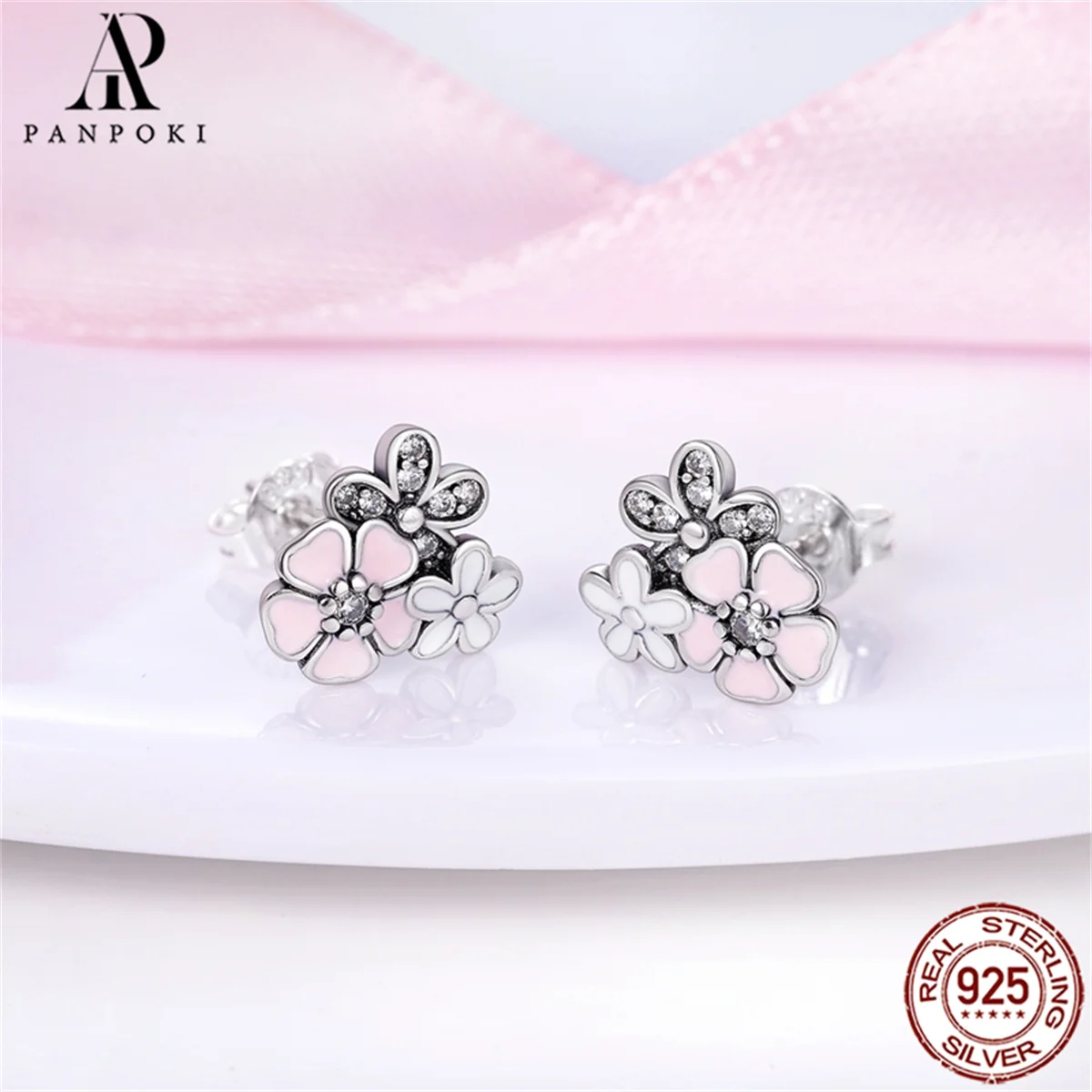 HOT 23 Style Sterling Silver 925 Daisy Flower Women Stud Earrings Original Earrings Ladies Wedding Jewelry Fine Birthday Gifts