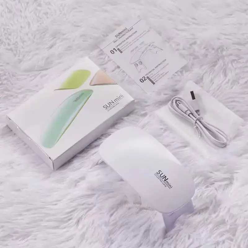 Mini lâmpada uv led para unhas, 6w, portátil, dobrável, para cura, esmalte em gel com cronometragem 120s/60s, máquina seca para manicure, secagem de arte em unhas
