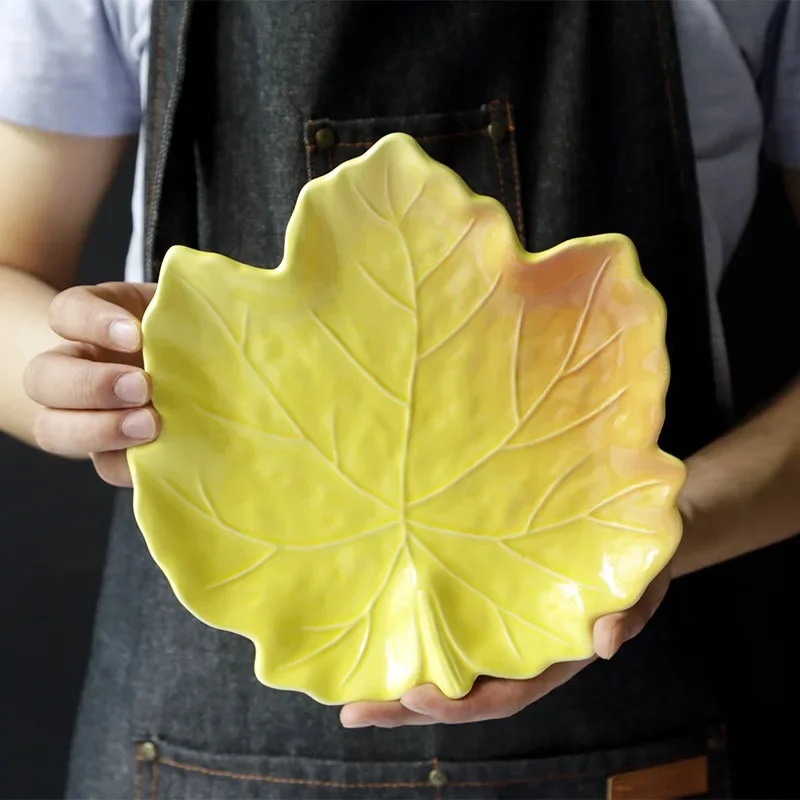Ceramic Plate Bowl Set Vegetable Plate Western Food Plate Household Salad Bowl Creative Shaped Plate Personalized Tableware