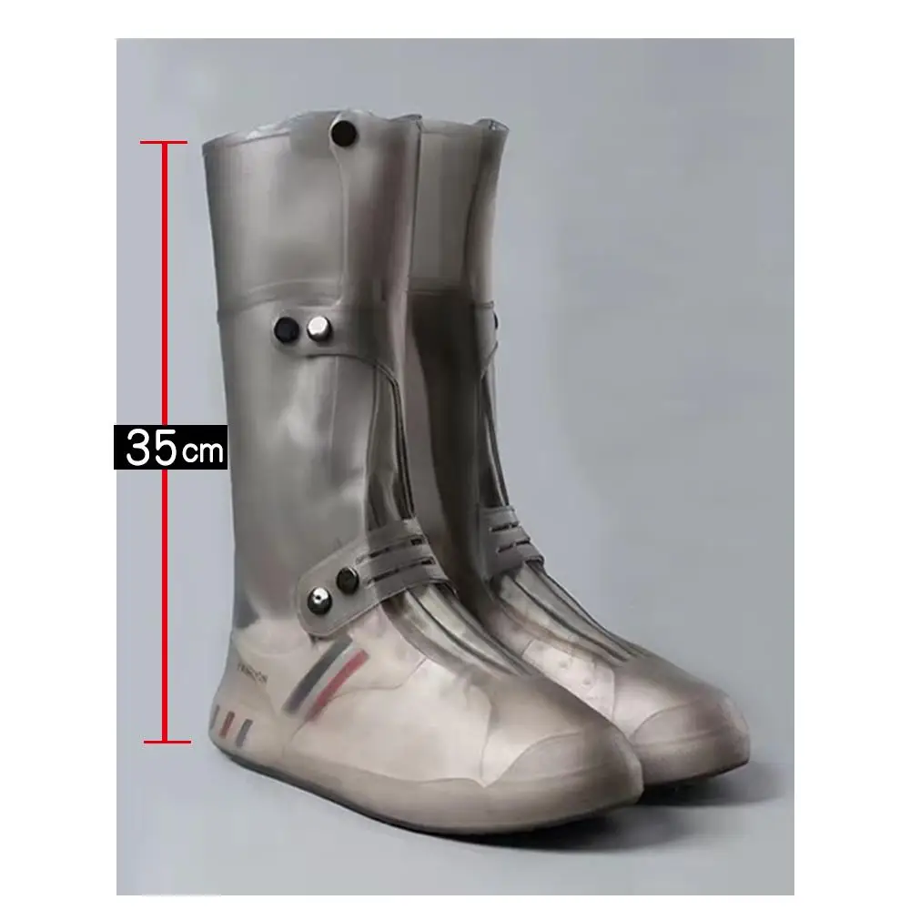 

Unisex Thickened Silicone Rain Boots Waterproof Non-slip Outdoor Shoes Covers for Raining Days Wave Pattern High Tube Boots