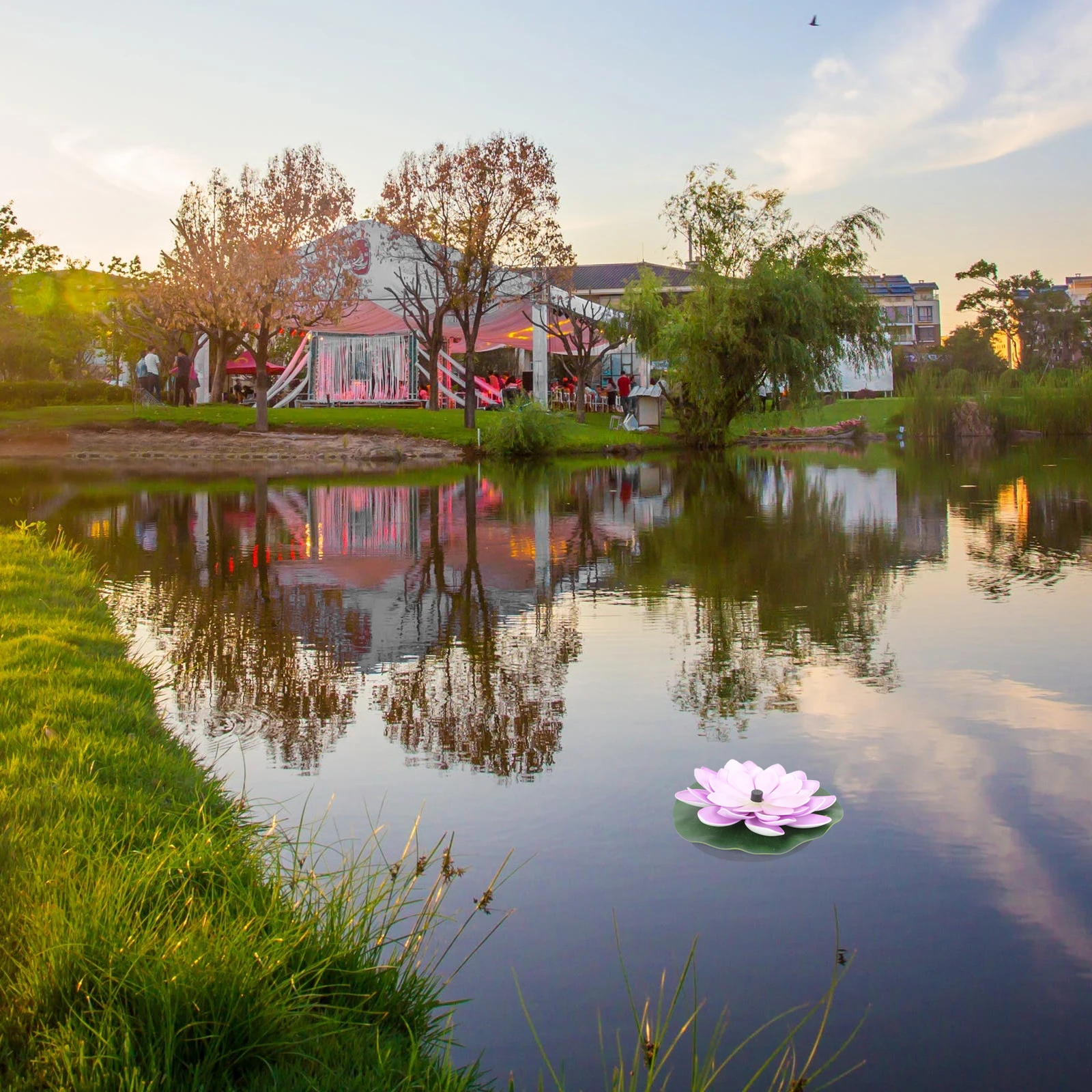 

Fountain Decorative Floating Outdoor Pool Artificial Garden Pond Plastic Fishpond Premium ABS Material Solar Charged Day Use