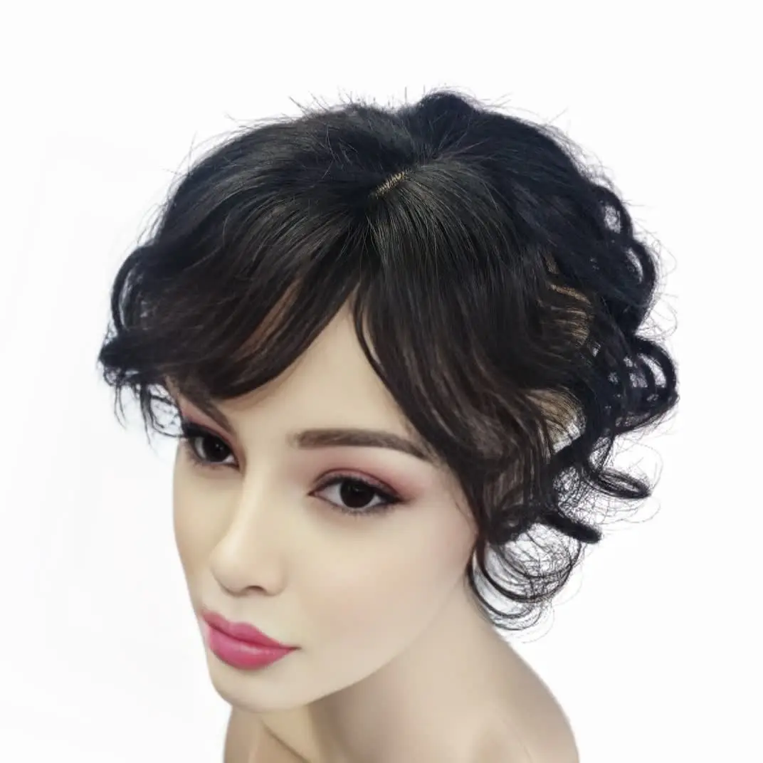 Adornos de cabello humano brasileño ondulado para mujer, extensiones de postizos con Clip de 25cm, aumenta el volumen del cabello para la caída del cabello