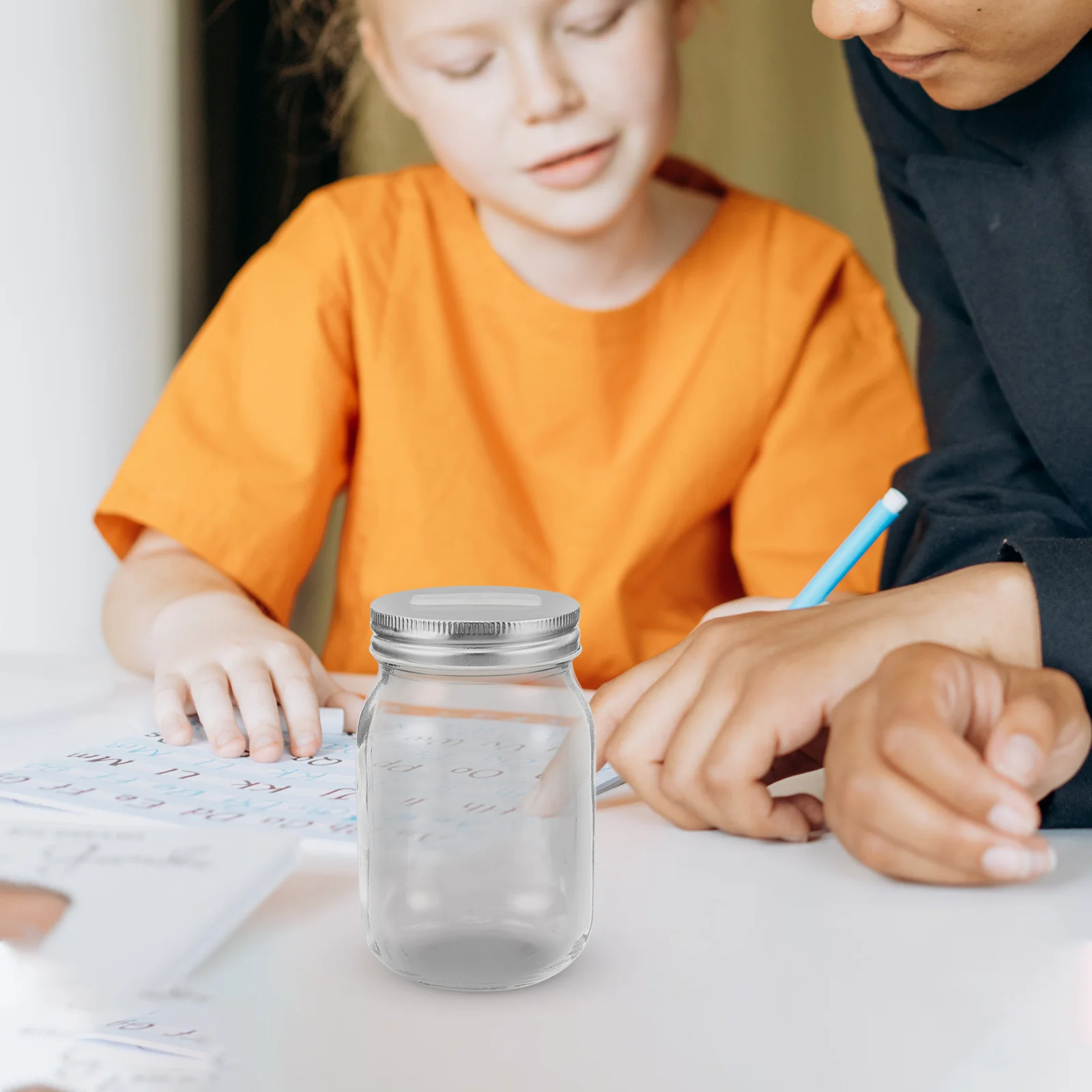 

Learning Reward Jar Unbreakable Piggy Bank Round Money Saving Glass Keeper with Slotted Lid Transparent