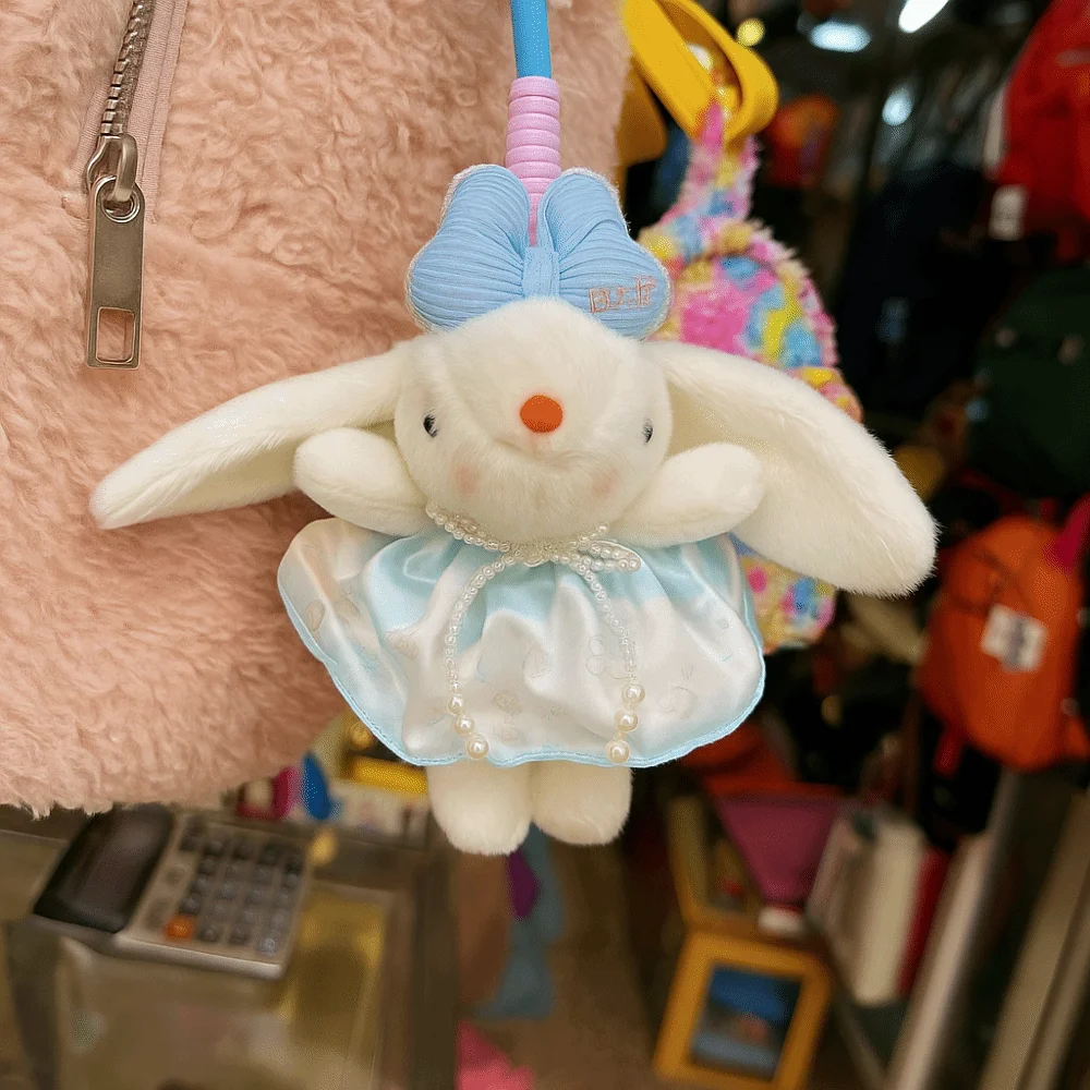 Pendentif lapin doux et élégant, 19cm, porte-clés de dessin animé, mignon, remplissage en coton PP, porte-clés de voiture, cadeau pour filles