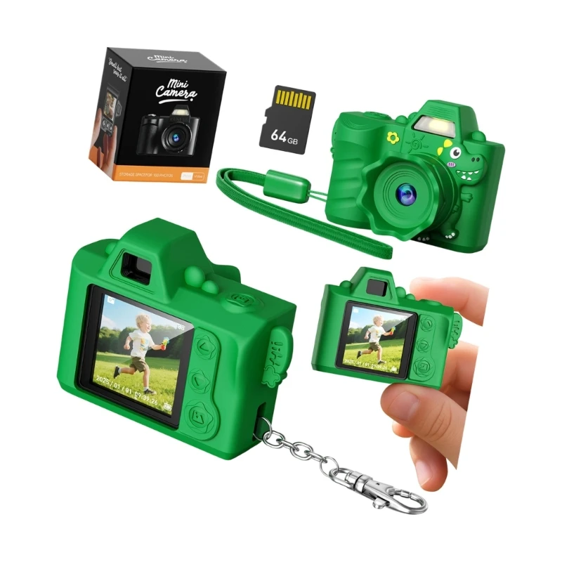 

Rechargeable Kids Digital Camera With 64GB Card 64MP Lens Drop Proof Elastomer Case 15UB