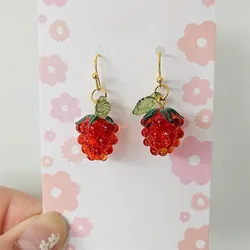Raspberry Earrings Fruit Handmade