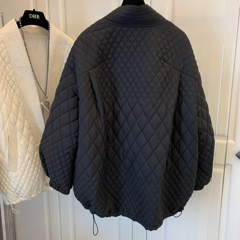 Women Cotton Clothes Coat Plus Size Korean Loose Splicing Jacket Female V Neck Long Sleeve Winter Parkas Outwear Mujer Chaqueta