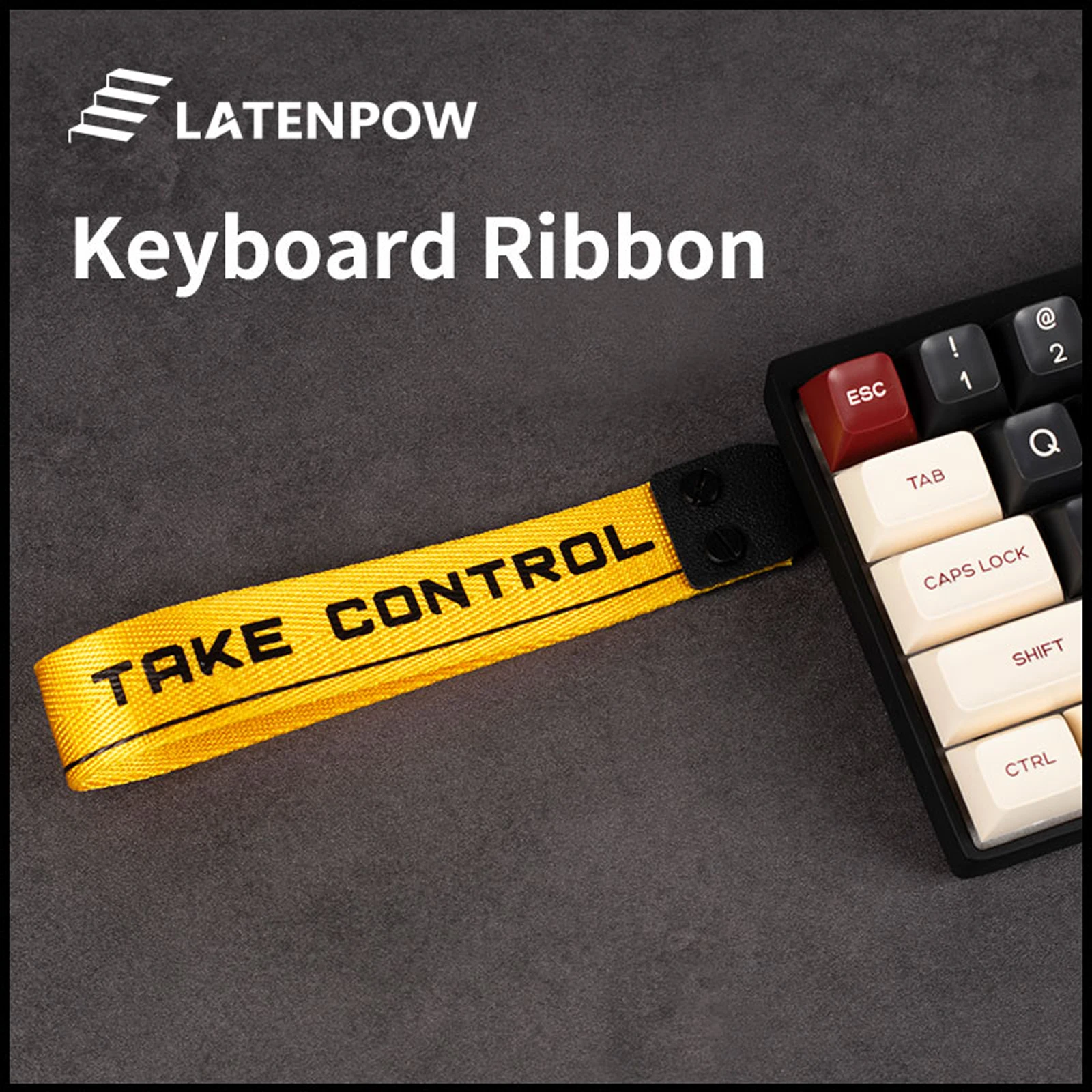 Latenpow Take Control Custom Keyboard Straps pastable Decorative Strap for Keyboard Metal Snap Straps Wooting 60he ATK68, etc