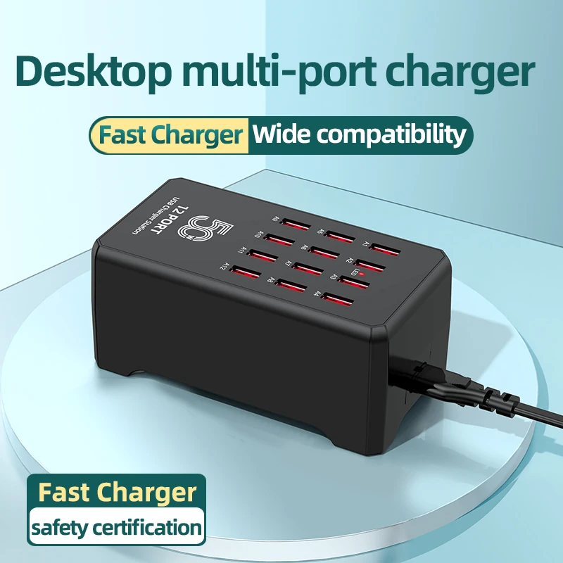 Ładowarka GaN 50W, 12-portowa stacja szybkiego ładowania USB C PD3.1 do iPhone 17 16 15 14 13 Pro Max Samsung MacBook Xiaomi