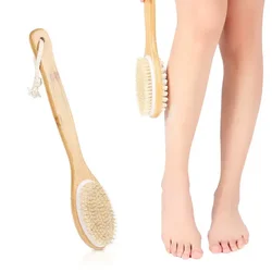 Handheld portable shower brush Natural Wooden Wet Dry Skin Body Bristle Brush Soft SPA Brush Bath Massager