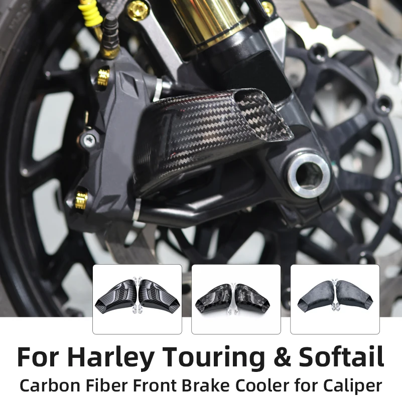 For Harley Touring Road/Street Glide Softail Low Rider ST Carbon Fiber Motorcycle Brake Caliper Cooler Cooling Dust 108mm 100mm