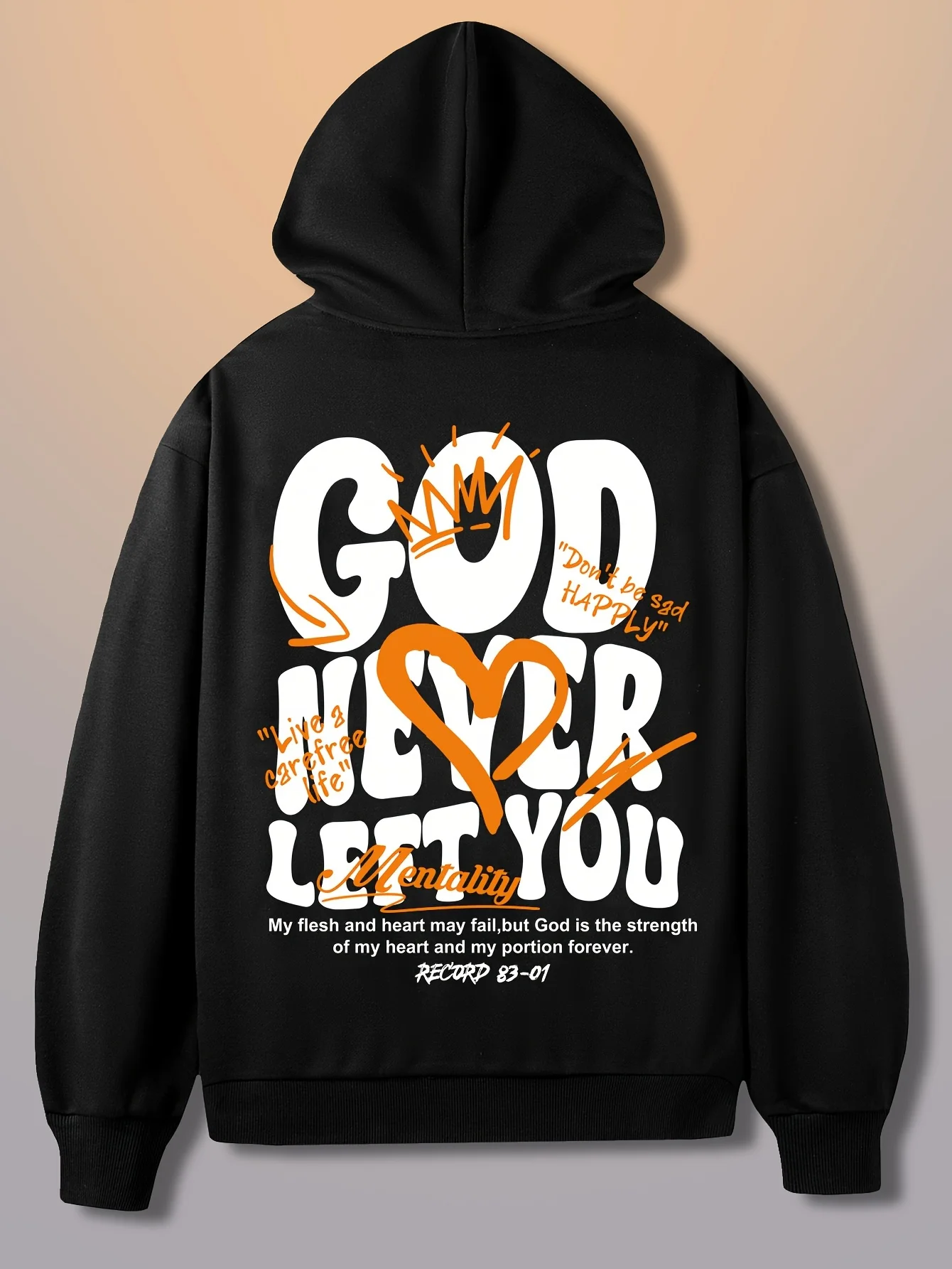Winter/autumn men's trendy patterned printed thick and warm hooded sweatshirt, suitable for daily commuting,with versatile style