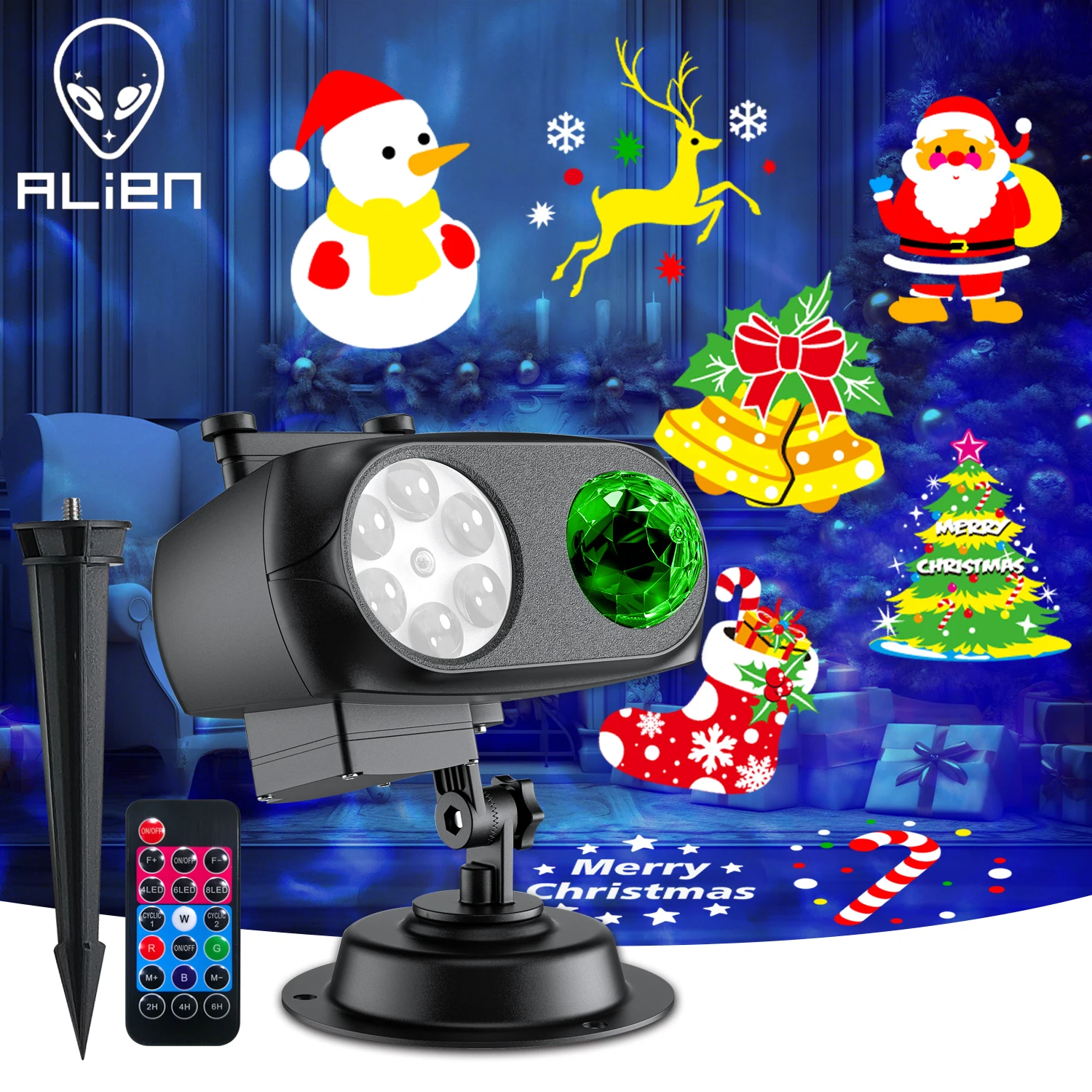 

ALIEN дистанционный светодиодный праздничный проектор с эффектом водной ряби, 10 слайдов, украшение для рождественской вечеринки, Хэллоуина, дня рождения, вечеринки
