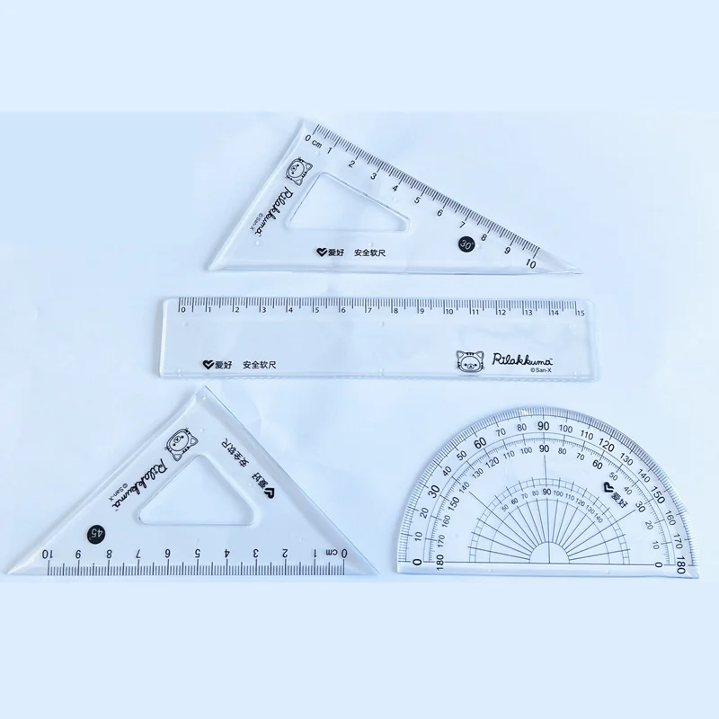 AIHAO-Rilakkuma Régua macia Set, geometria, matemática, Praça, Grau Triângulo, Papelaria Réguas Ângulo, Material Escolar, 75167