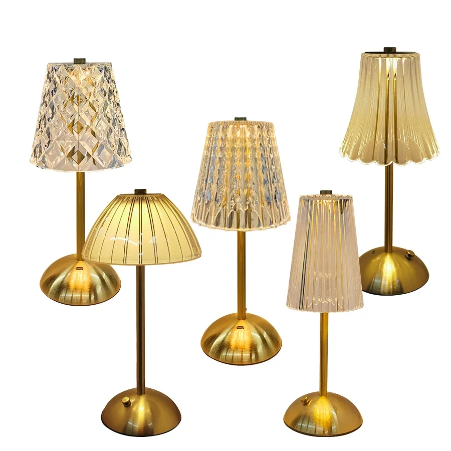 LED Tisch Lampe Touch Sensor Kristall Retro Nachtlicht Wiederaufladbare Drahtlose Leselampe Für Restaurant Hotel Bar Zimmer DecorLight