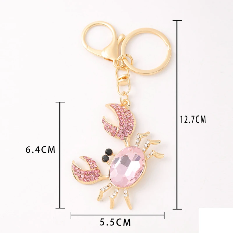 Wholesale 50pcs Crab Turtle Keychain, Sparkling Crystal Sea Animal Key Ring, Fashion Car Bag Pendant Charm for Women Men Gift