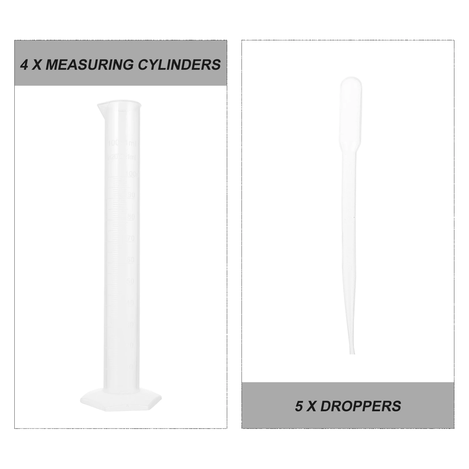 

Measuring Cylinder Dropper Set Plastic Graduated Laboratory Scale Kit Cylinders with
