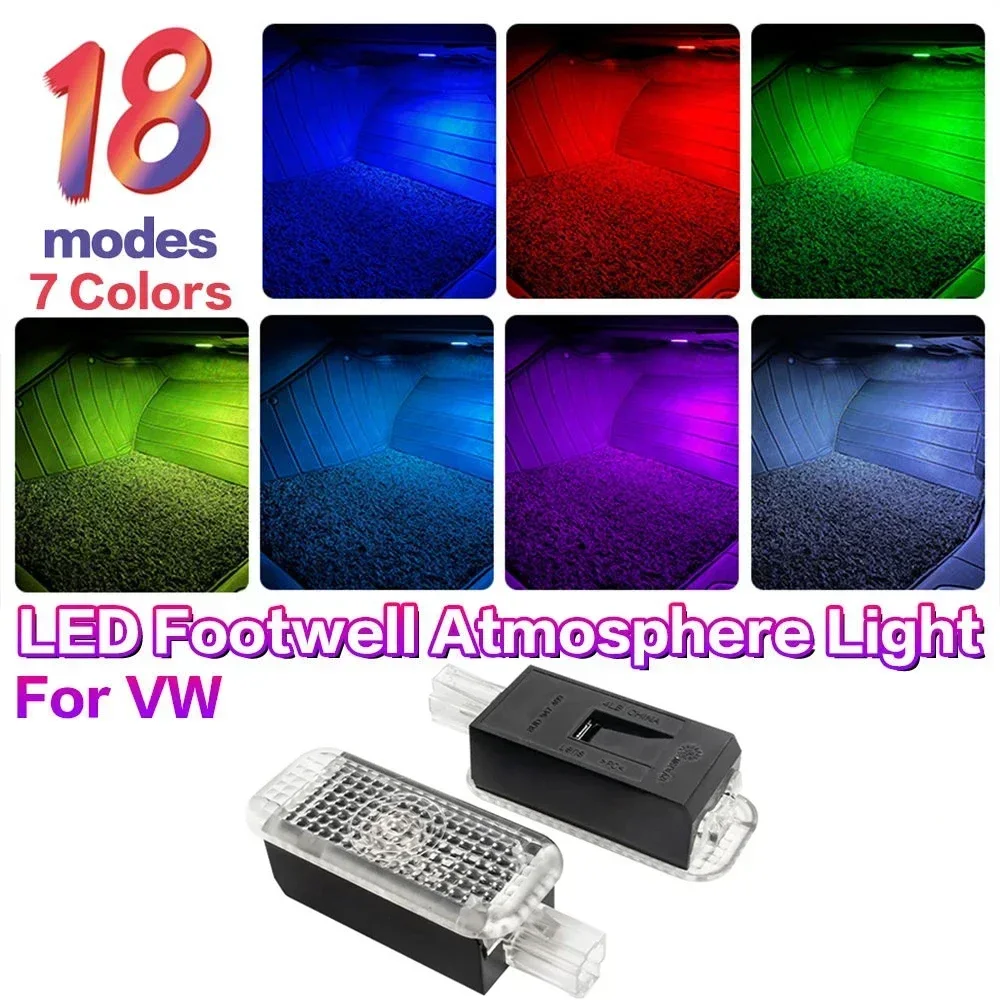 LED Car Footwell Lights Atmosphere Lamp For VW Golf 6 MK6 EOS Sharan 7N Touareg 7L 7P Passat B5 B6 Arteon For SEAT Skoda