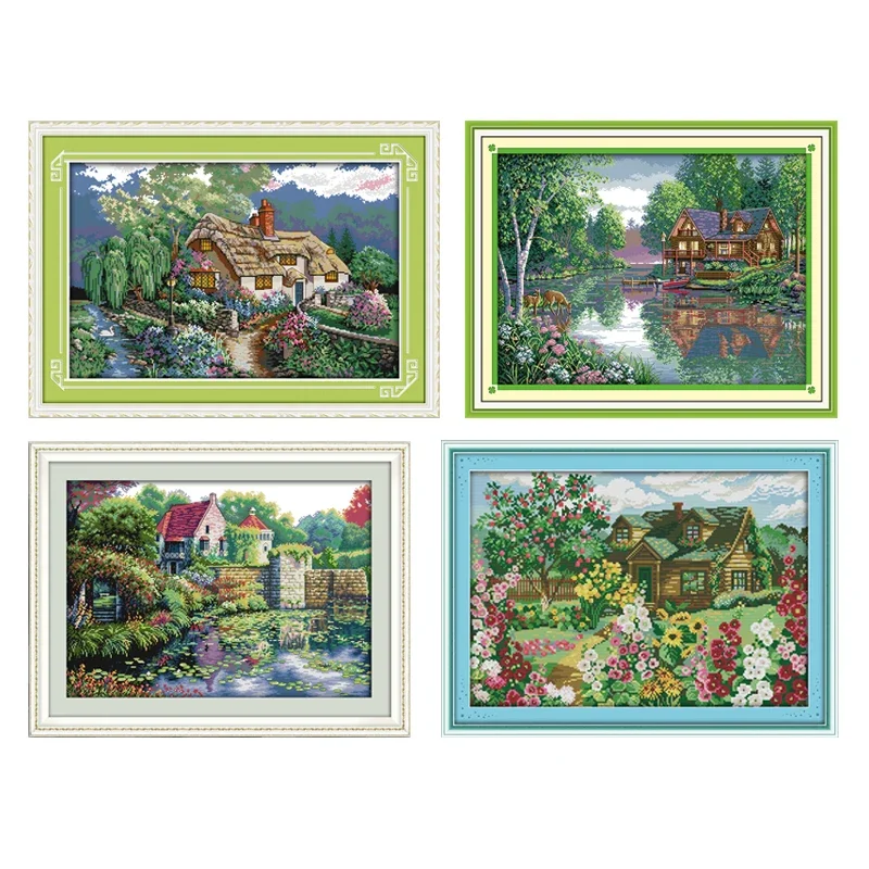 كوخ الجبل العد الطباعة عبر الابره 11CT 14CT عبر عدة خياطة التطريز التطريز مجموعة DIY المشهد زينة زخرفية #2