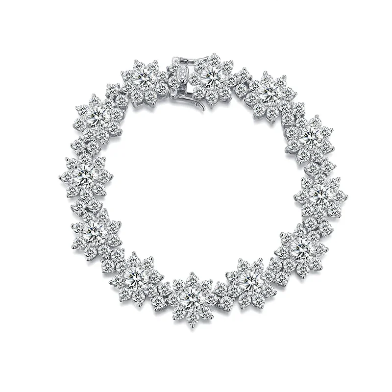 

Luxury Heavy Industry s925 Sterling Silver Sunflower Bracelet Set with Imported High Carbon Diamond Wedding Jewelry Wholesale