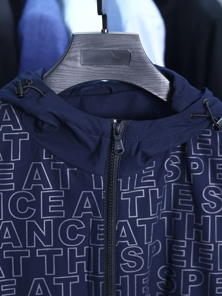 

H-Home Весеннее мужское повседневное пальто Jaet с буквенным принтом в стиле пэчворк, простое длинное пальто из полиэфирного волокна с капюшоном для молодых мужчин