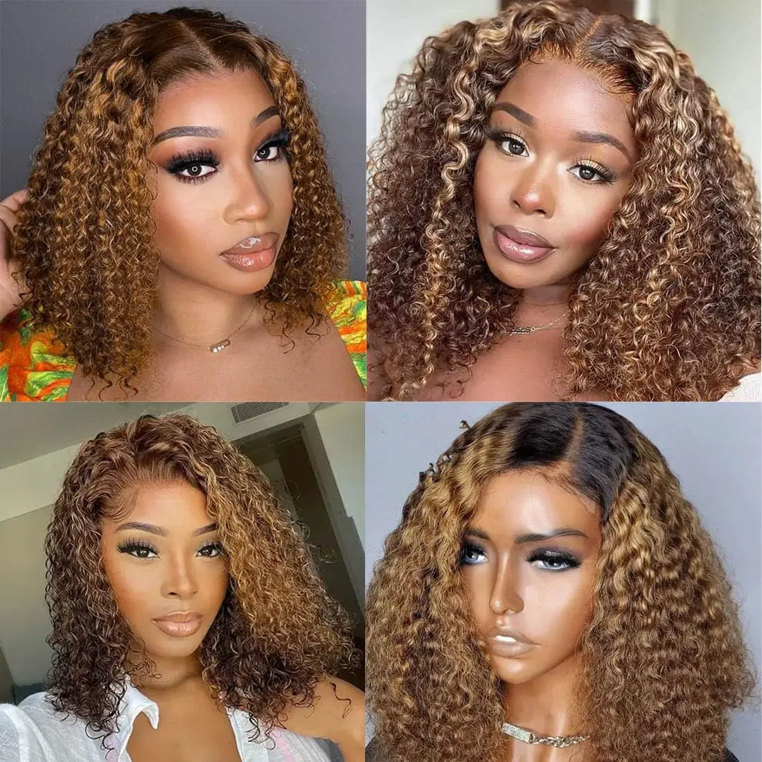 Resalresalcurly Bob Human Hair Wig 4/27 resalcurly Lace Front Wig 13x4 HD Lace Front Wig Human Hair Short Curly Bob Wig