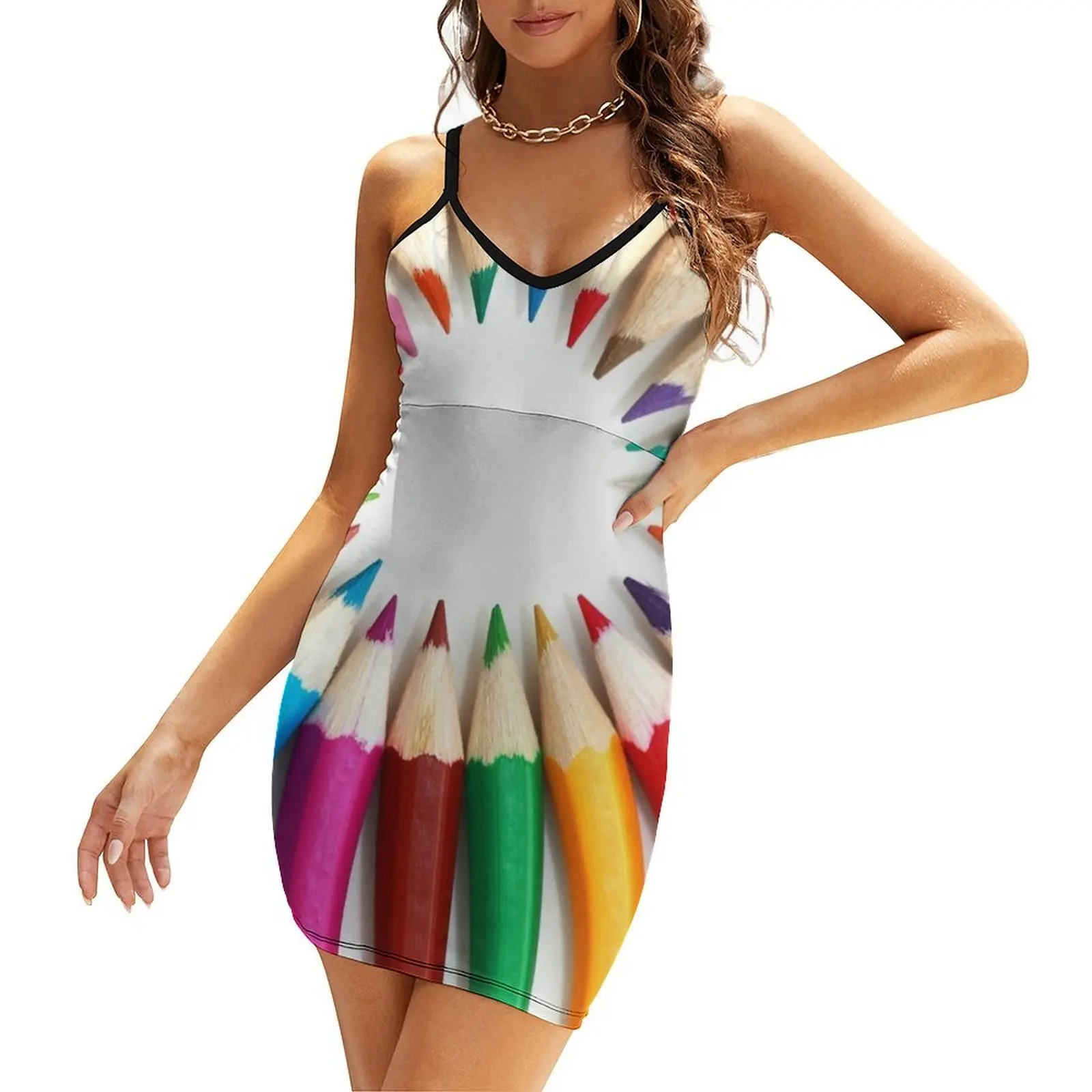 

Colorful Pencils abstract design Great design for any student artist Sling Dress evening dress woman