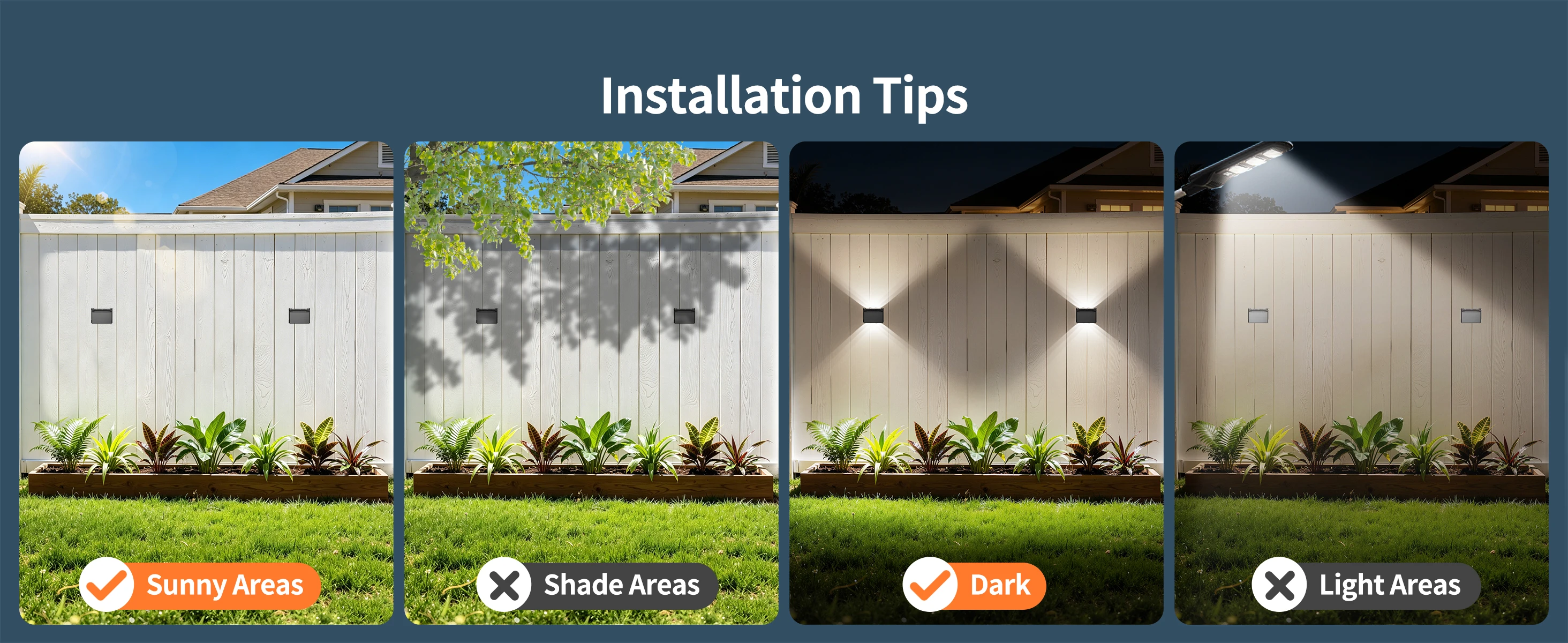 intelamp 2 Pack Outdoor Solar Wall Lights Dusk To Dawn Fence Deck Patio Light 3 Colors Mode With Remote For Wall Terraces Fences