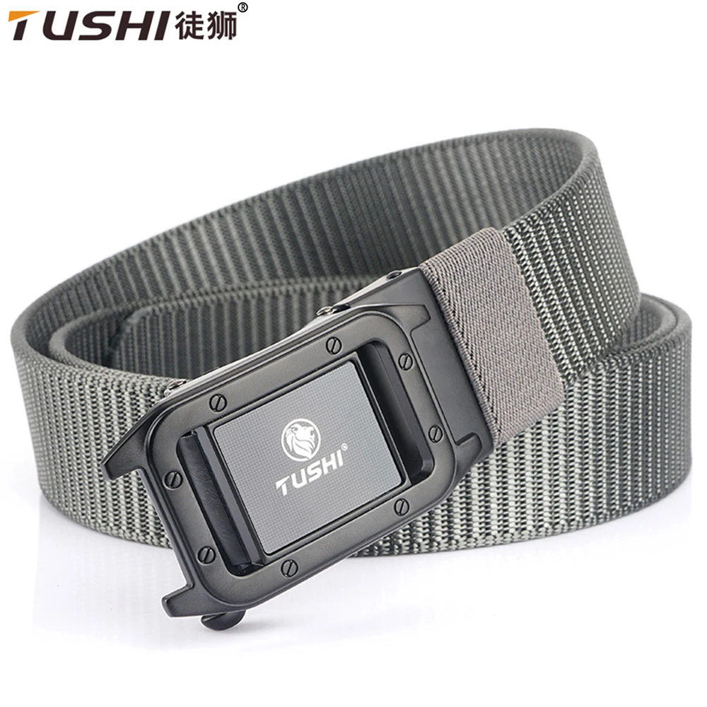 TUSHI Official Authentic Army Tactical Belt For Men Anti-Rust Alloy Automatic Buckle Strong Real Nylon Outdoor Sports Jeans Belt