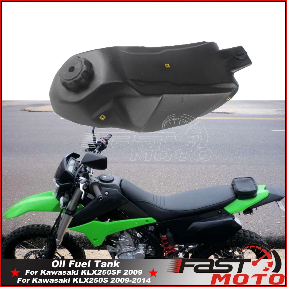 Oil Fuel Gas Tank 1.5 Gallon Black For Kawasaki KLX250S 09-14 KLX250SF 2009 Plastic Petrol Gas Fuel Tank MX Enduro Dirt Pit Bike